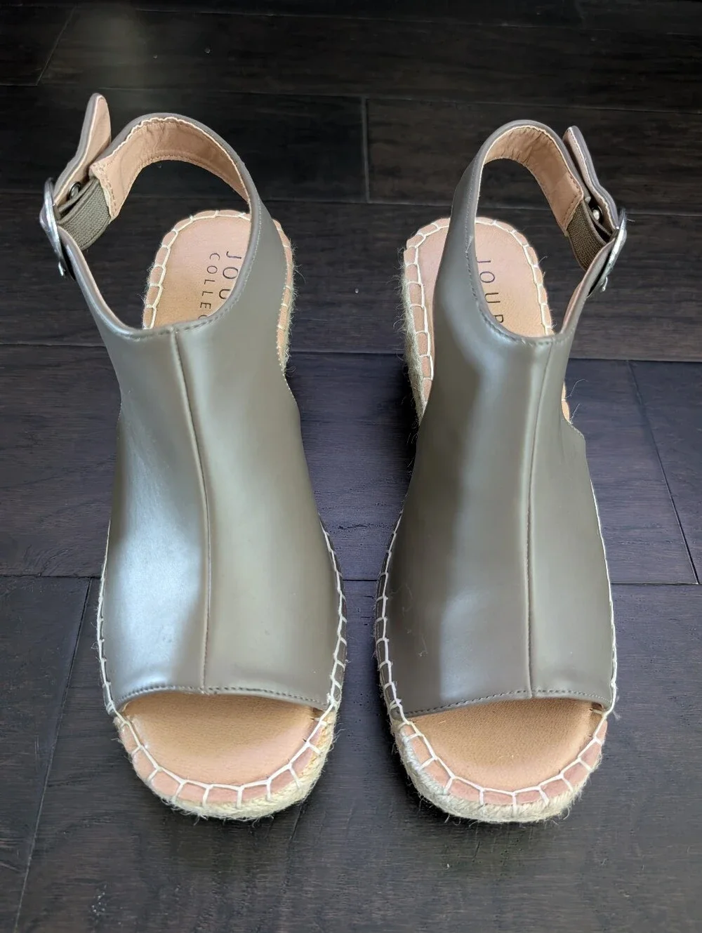 Journee Crew Women's Espradrille Wedges in Taupe